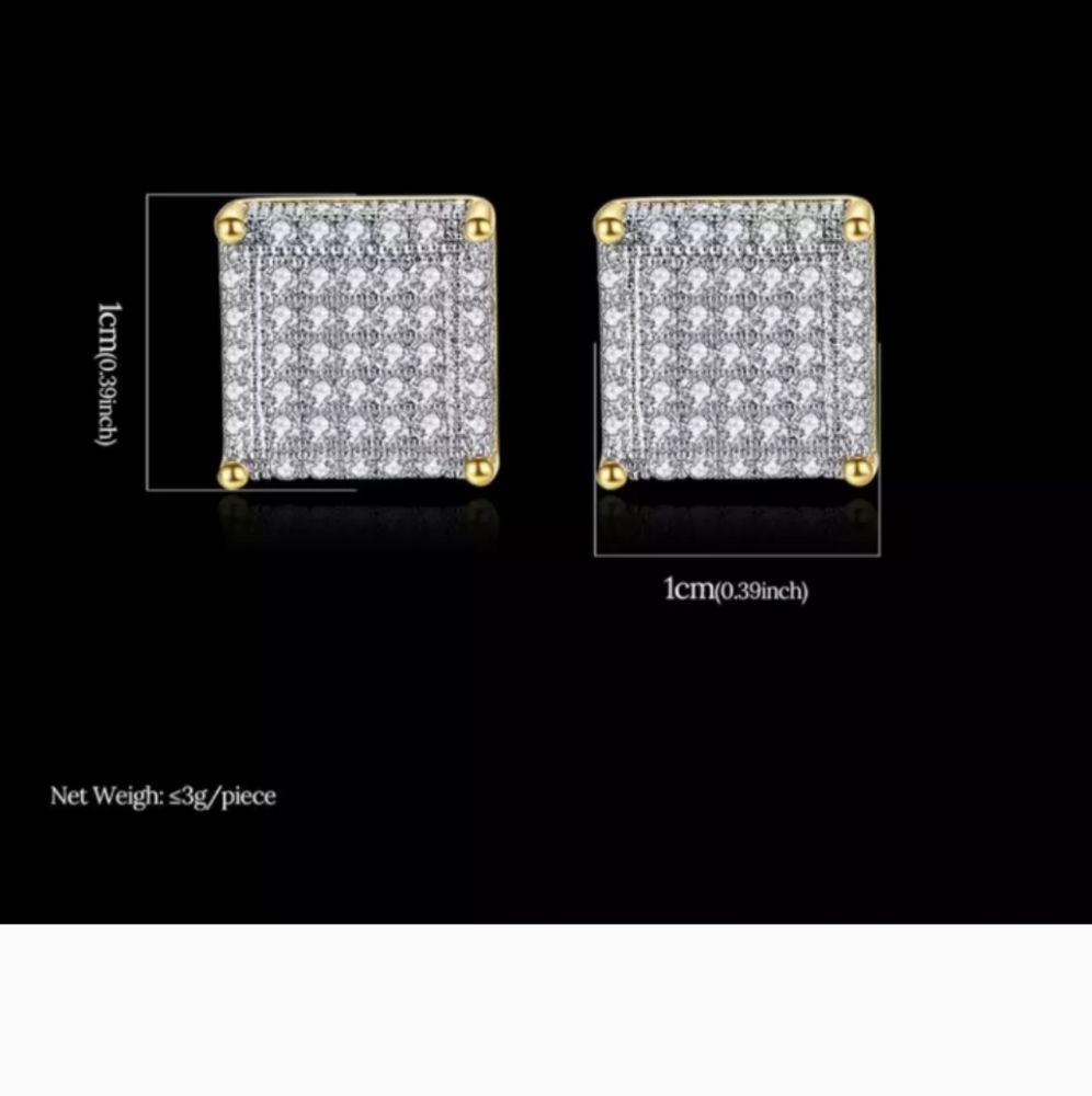 MENS ICED OUT SQUARE EARRINGS NEW
